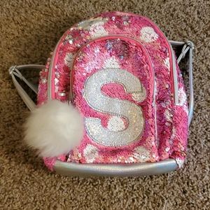 Justice sparkly mini backpack - Letter S